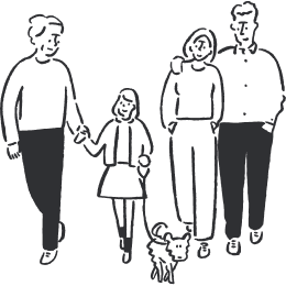 Family with support dog